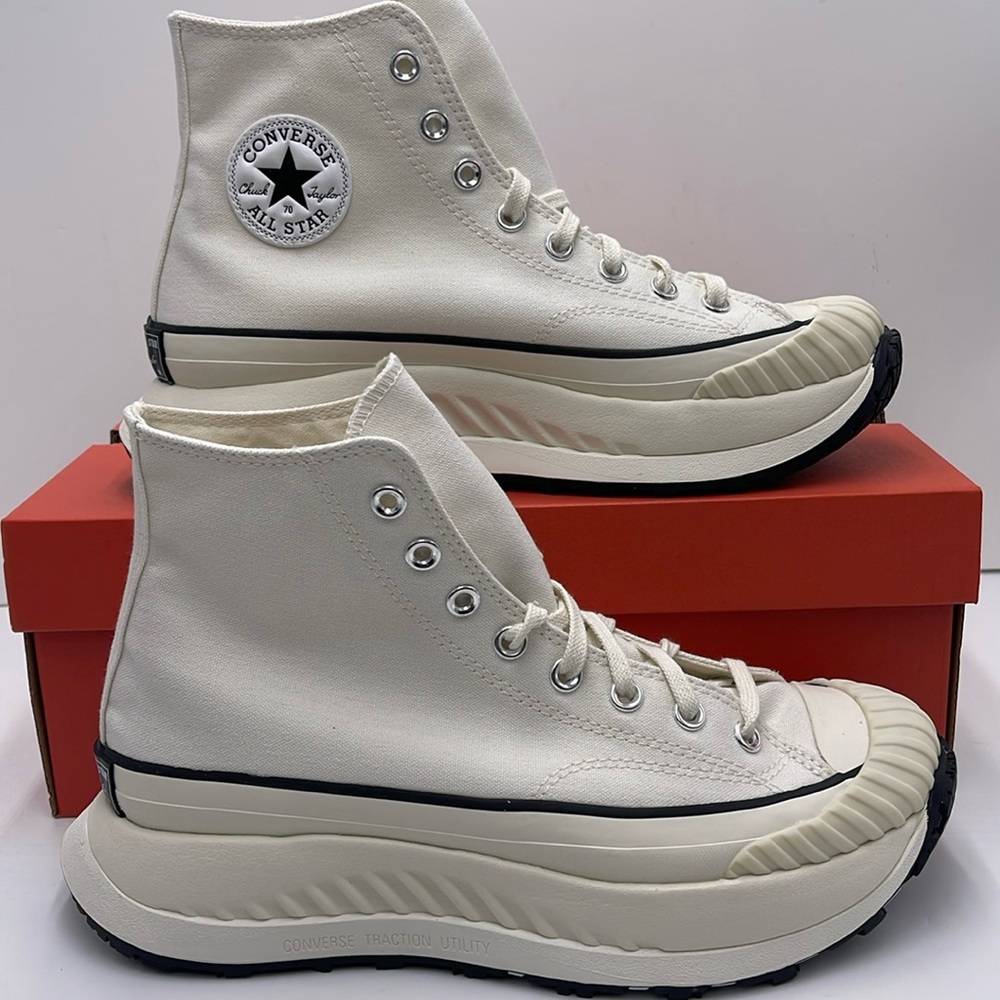 Converse WMNS CHUCK 70 AT-CX HI VINTAGE WHITE/EGRET/BLACK A01682C Platforms Snkr